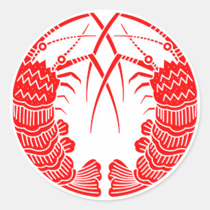 Sticker Rond Face aux homards épineux