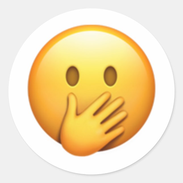 Sticker Rond Face Avec La Main Sur La Bouche - Emoji (Devant)