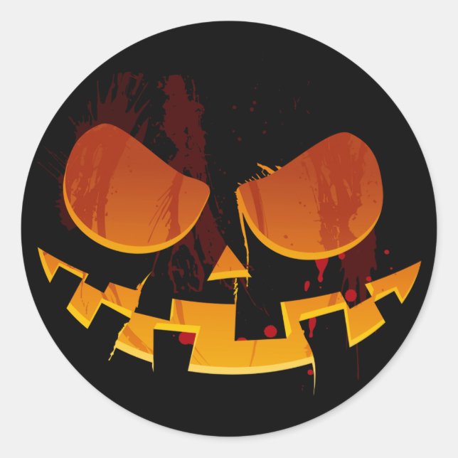 Sticker Rond Face Citrouille Halloween Wicked Jack-O-lanterne (Devant)