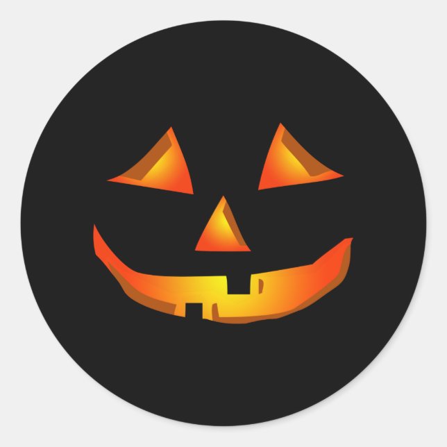 Sticker Rond Face Citrouille mignon Halloween Jack-o'-lantern (Devant)