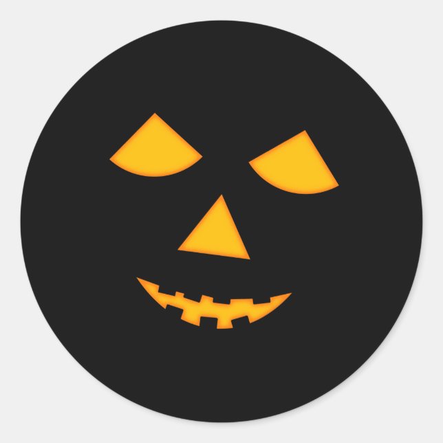 Sticker Rond Face Citrouille mignon Jack-o'-lantern Halloween (Devant)