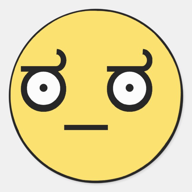 Sticker Rond Face de désapprobation terrible (Devant)