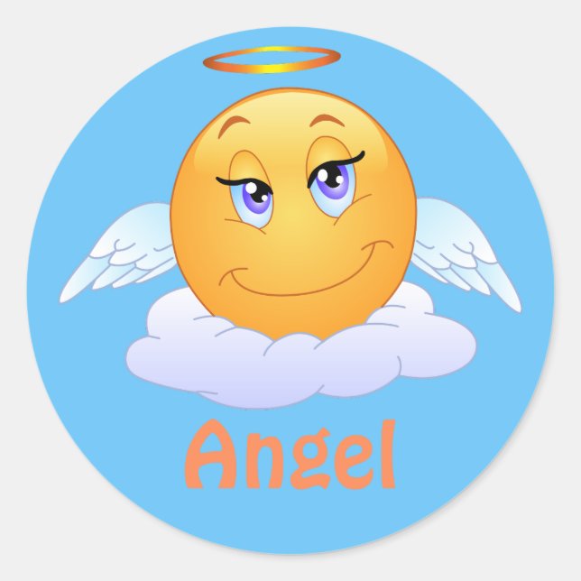 Sticker Rond Face de dessin animé Angel Emoji (Devant)