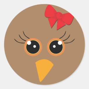 Sticker Rond 🦃 Face de dinde adorable, brune