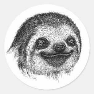Sticker Rond Face de la fente illustrée