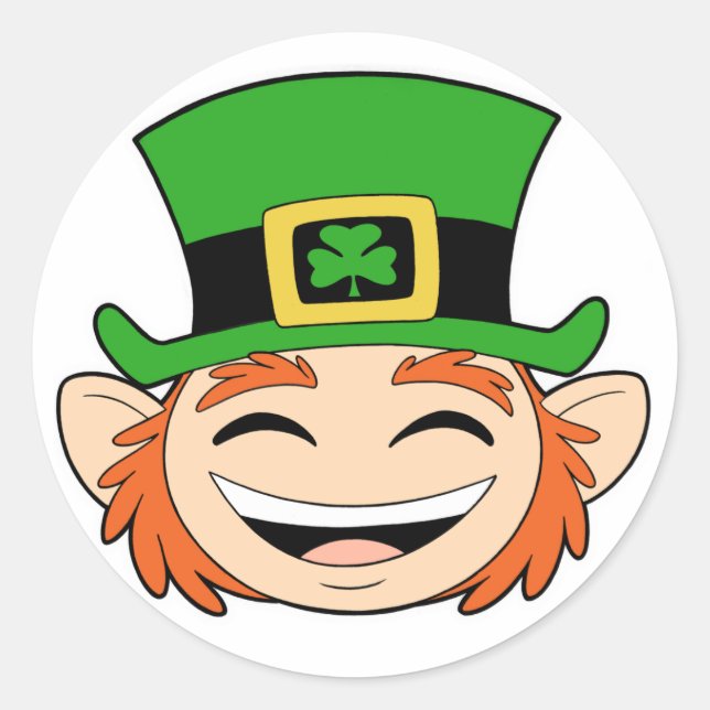 Sticker Rond Face de Leprechaun mignon (Devant)
