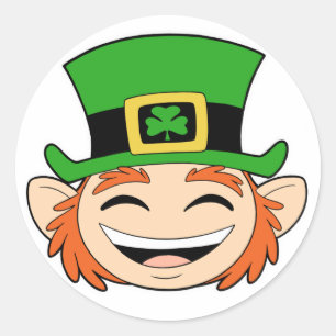 Sticker Rond Face de Leprechaun mignon
