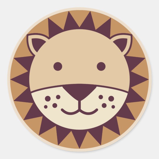 Sticker Rond Face de lion mignon (Devant)