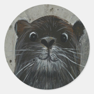 Sticker Rond Face de Otter mignonne
