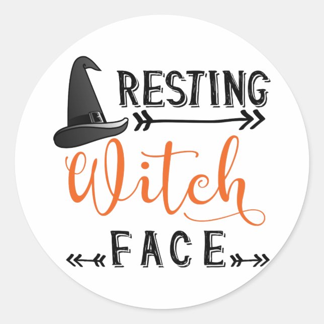 Sticker Rond face de sorcière au repos (Devant)