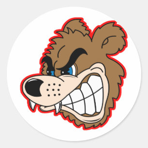 Sticker Rond face d'ours grinçant