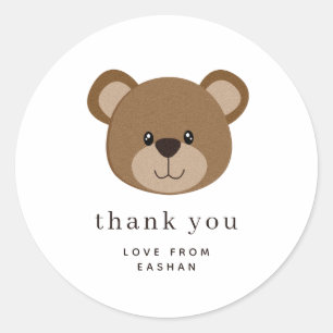 Sticker Rond Face d'ours mignonne 1er anniversaire Merci