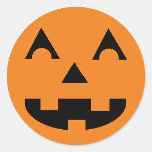 Sticker Rond Face du Citrouille Halloween Jack-o'-lantern