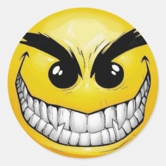Sticker Rond Face heureuse en colère