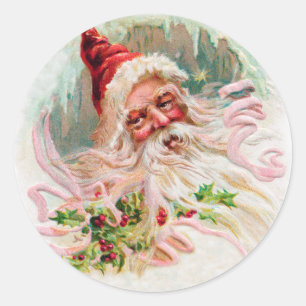 Sticker Rond Face Père Noël vintage