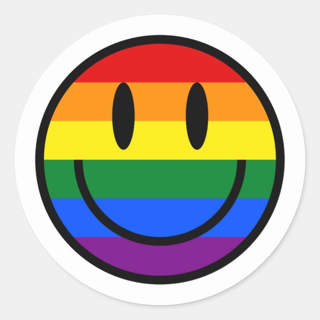 Sticker Rond Face souriante arc-en-ciel (Devant)