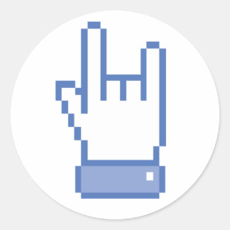 Sticker Rond facebook comme ROCK signe main de paix pixel graph