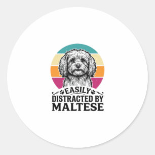 Sticker Rond Facilement Distrait Par La Conception De Chien Vin