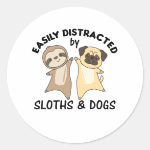 Sticker Rond Facilement Distrait Par Le Carlin Des Crochets Et 