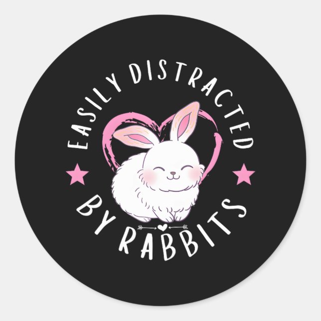 Sticker Rond Facilement Distrait Par Les Amateurs De Lapin Lapi (Devant)