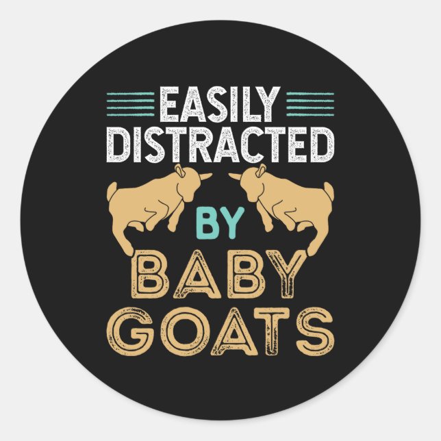 Sticker Rond Facilement distrait par les chèvres bébés (Devant)