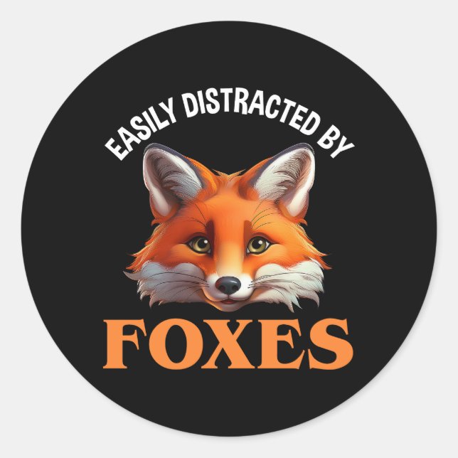 Sticker Rond Facilement Distrait Par Les Renards (Devant)