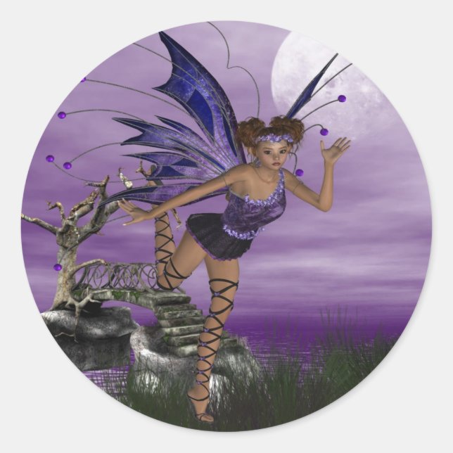 Sticker Rond Fae pourpre (Devant)
