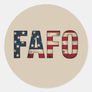 Sticker Rond FAFO États-Unis en détresse Drapeau Déclaration po