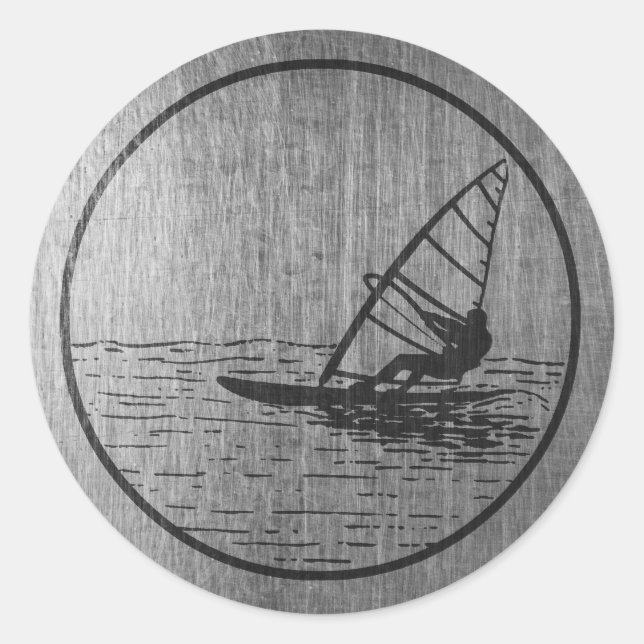 Sticker Rond Faire de la planche à voile (Devant)