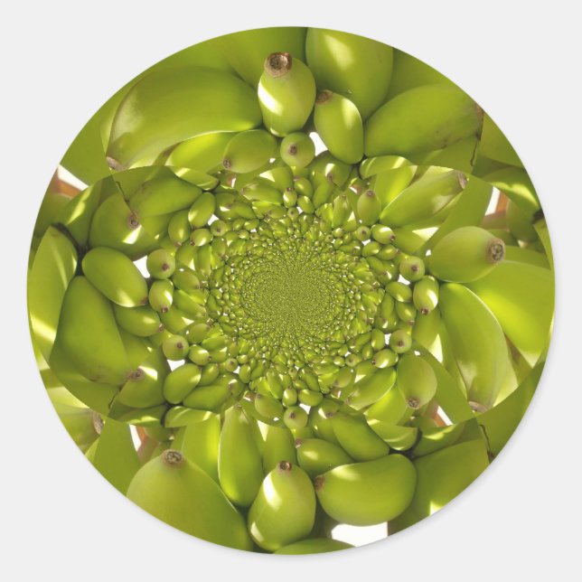 Sticker Rond Faire des bananes Faire du Motif Kaleidoscope Vert (Devant)