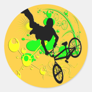 Sticker Rond Faire du vélo extrême