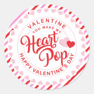 Sticker Rond Faire exploser mon cœur Saint-Valentin rose et rou