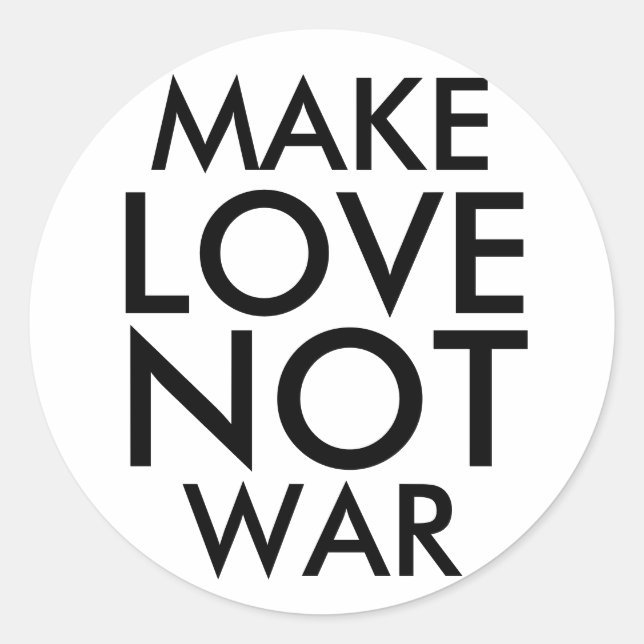 STICKER ROND FAIRE L'AMOUR PAS LA GUERRE (Devant)