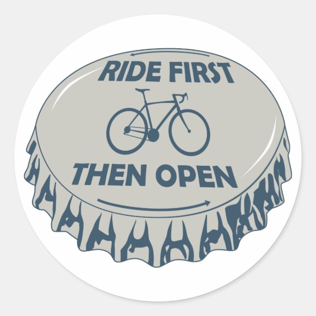 Sticker Rond Faire le premier puis ouvrir (Devant)