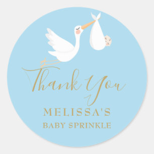Sticker Rond Faire livrer la cigogne Baby Shower/Sprinkle