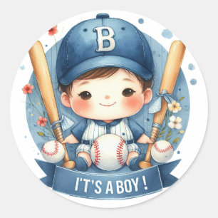 Sticker Rond Faire-part de baseball Bliss Baby Boy