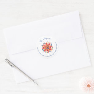Sticker Rond Faire-part de déménagement de Sunburst Floral