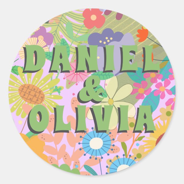 Sticker Rond Faire-part de mariage (Devant)
