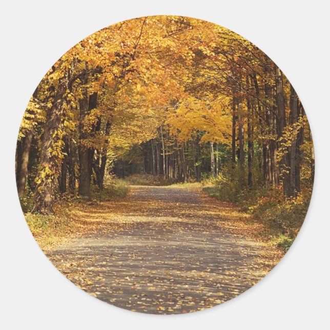 Sticker Rond Faire-part de mariage d'automne du Mariage de auto (Devant)