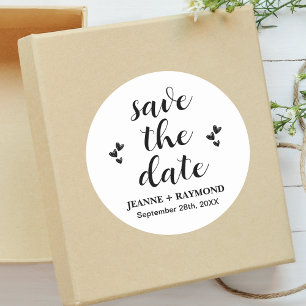 Sticker Rond Faire-Part de Mariage Moderne d'Annonce de Date de