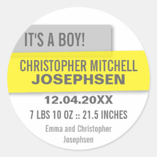 Sticker Rond Faire-part de naissance Panneaux transparents