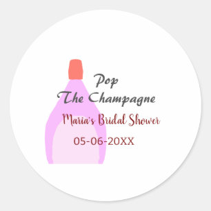 Sticker Rond Faire sauter le Champagne rose baby shower ajouter