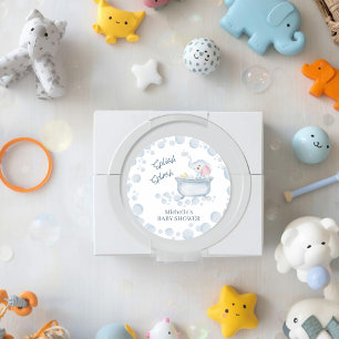 Sticker Rond Faire trempette dans des bulles bleues pour une Ba