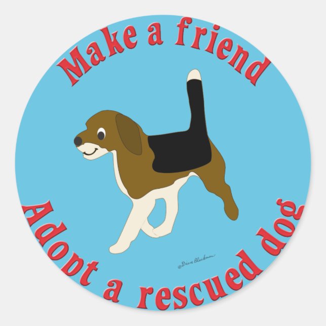 Sticker Rond Faire un ami - Beagle (Devant)