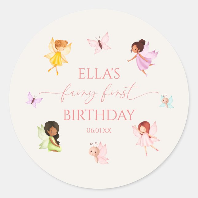 Sticker Rond Fairy First Enchanted Fairies 1ère fête d'annivers (Devant)