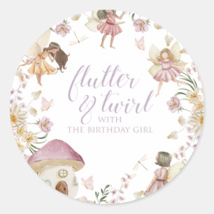 Sticker Rond Fairy fleur sauvage anniversaire