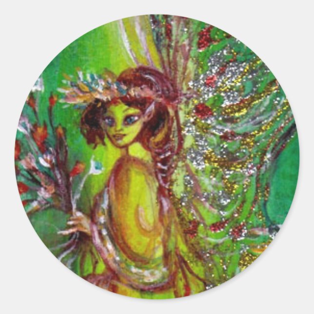Sticker Rond FAIRY VERT, or jaune rouge argent (Devant)