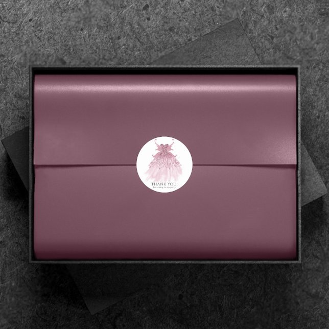 Sticker Rond Fairy Wing Mauve Gown | Luxueux Merci rose (Créateur téléchargé)