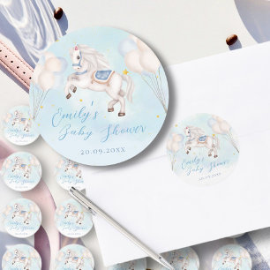 Sticker Rond Fairytale bébé Pony Blue ballon étoile Douche