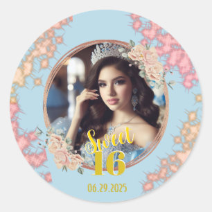 Sticker Rond Fairytale Princess Parties scintillant Sweet sixte